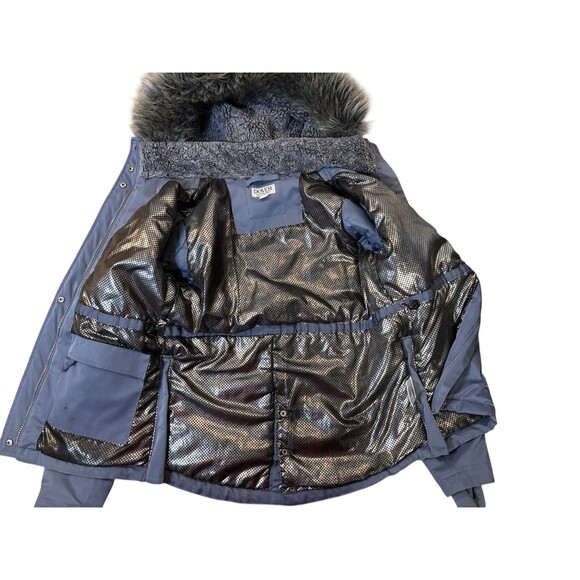 Dover Saddlery Girls XL Winter Jacket Gray Faux Fur Hood Equestrian Coat - Picture 3 of 6